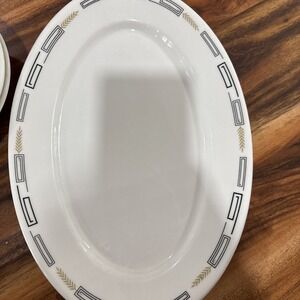 Syracuse "Deville"  China Greek Key/Wheat pattern. Black/Gold 2 Bowls, 2 Plates